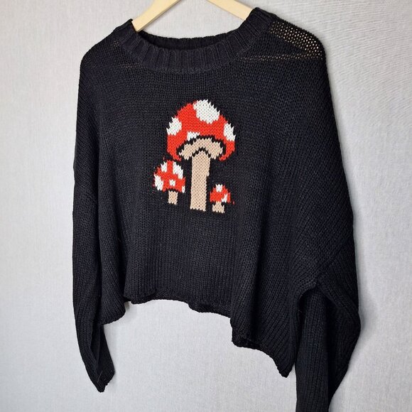 💙 Rue21 Oversized Soft Knit Mushroom Sweater Size XL/2X Cozy Warm Streetwear Cu - Picture 2 of 8